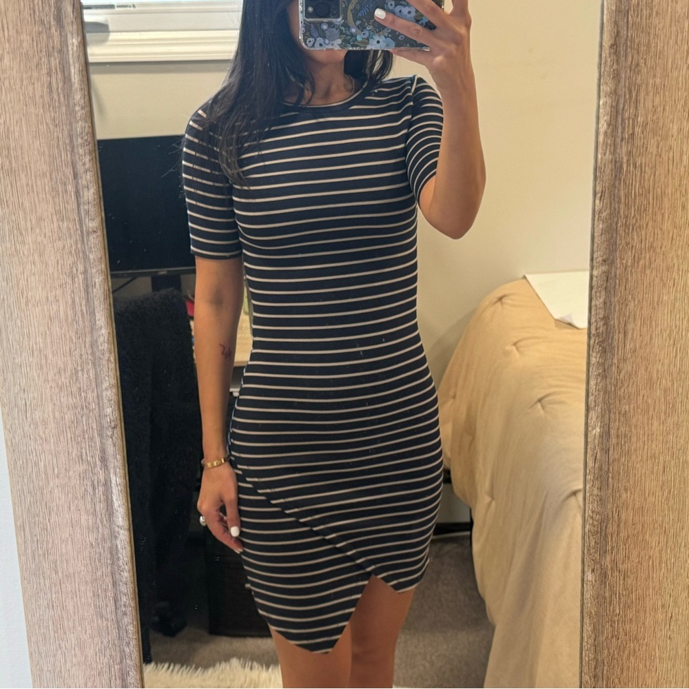 Navy blue and white strip dress